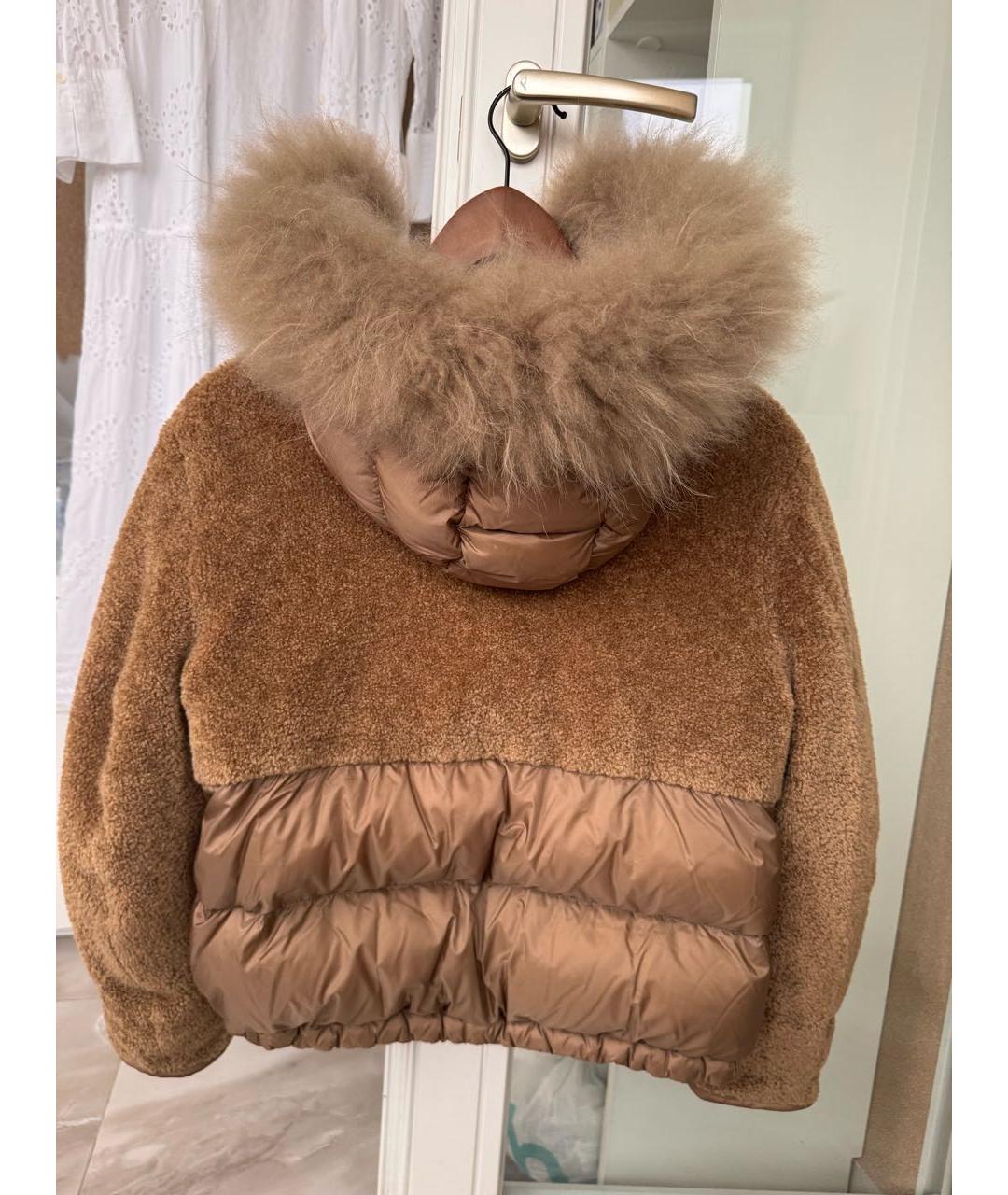 MONCLER Коричневый полиэстеровый пуховик, фото 2