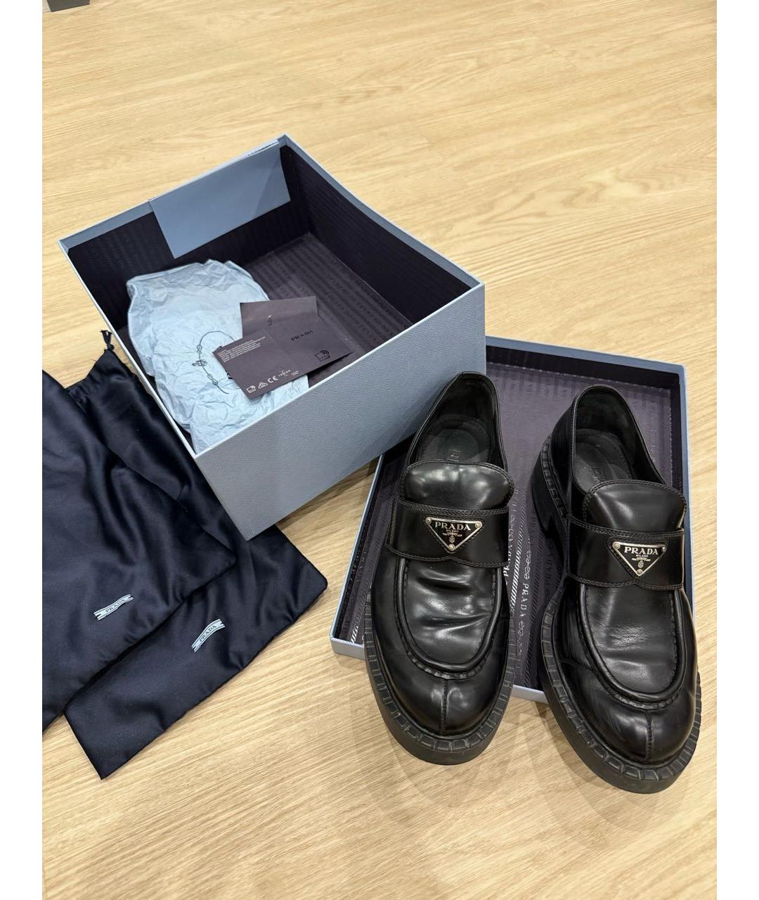 PRADA Черные кожаные лоферы, фото 5