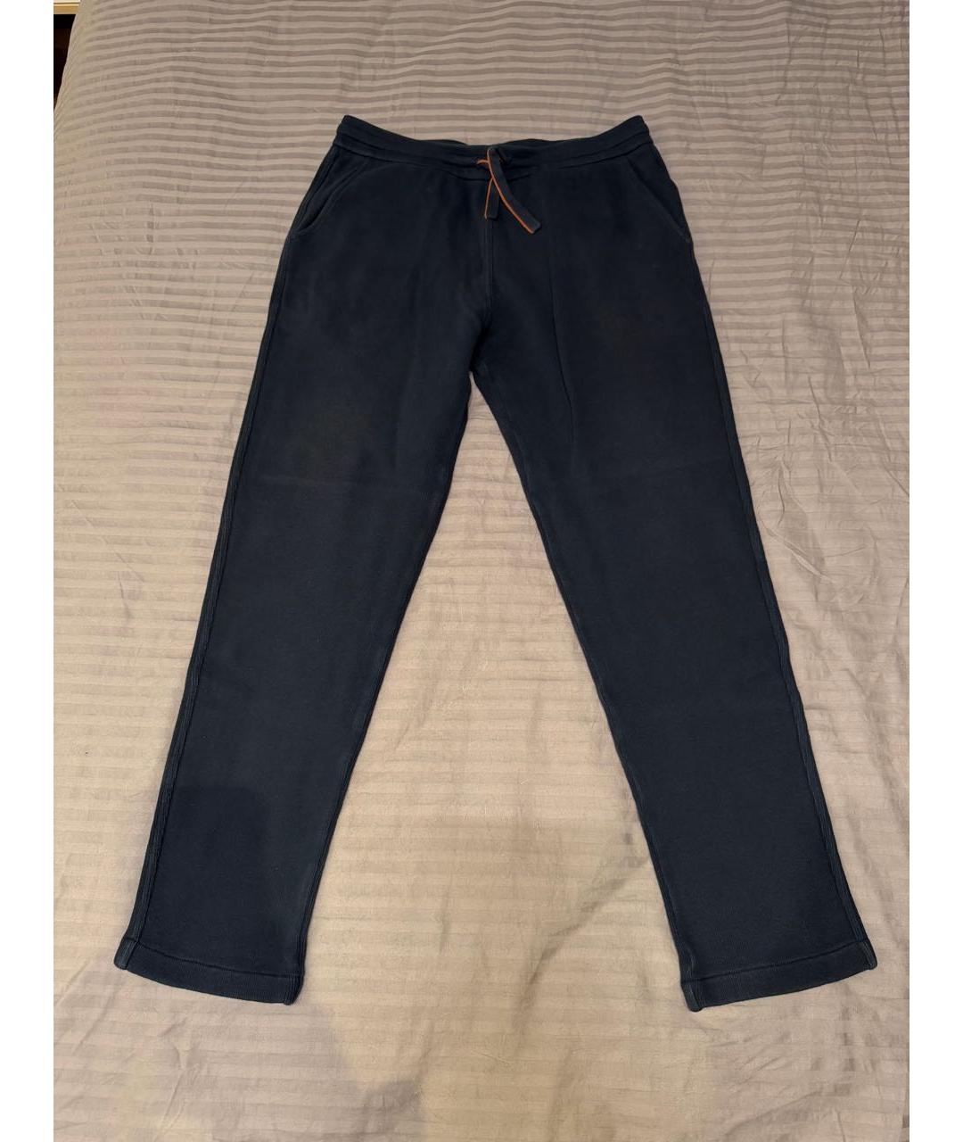 LORO PIANA Темно-синие хлопковые повседневные брюки, фото 2