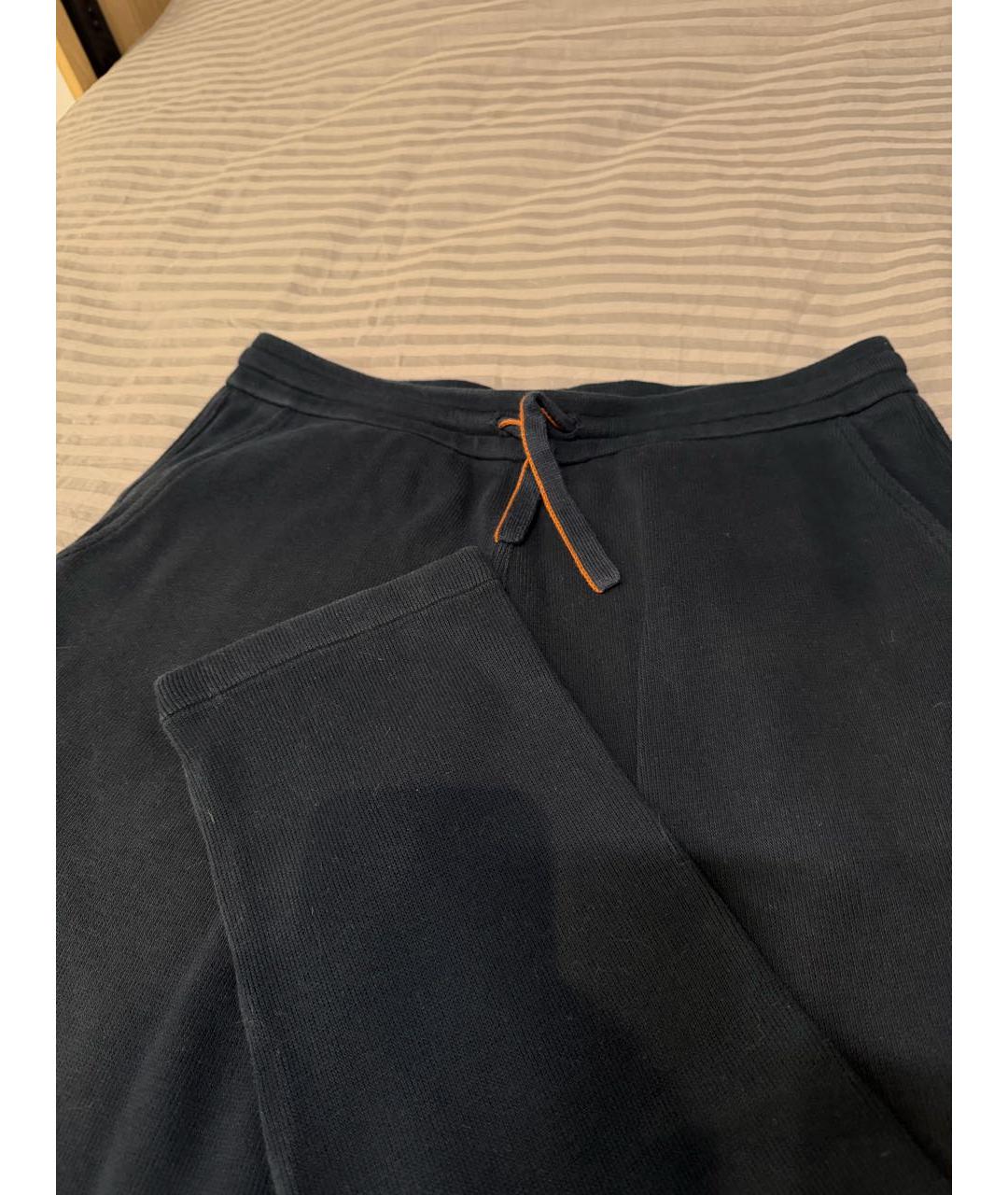 LORO PIANA Темно-синие хлопковые повседневные брюки, фото 3