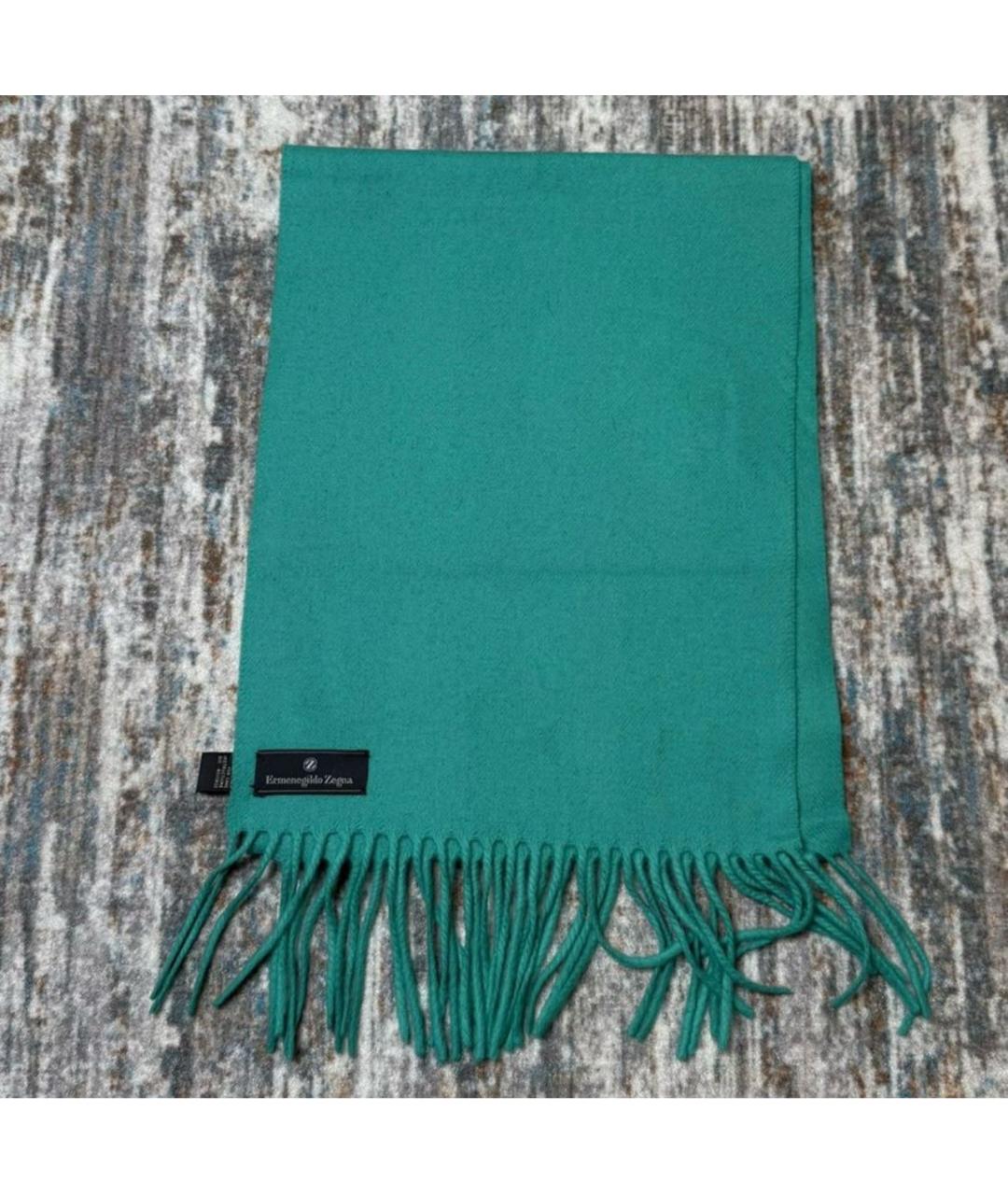 ERMENEGILDO ZEGNA XXX Бирюзовый шерстяной шарф, фото 6