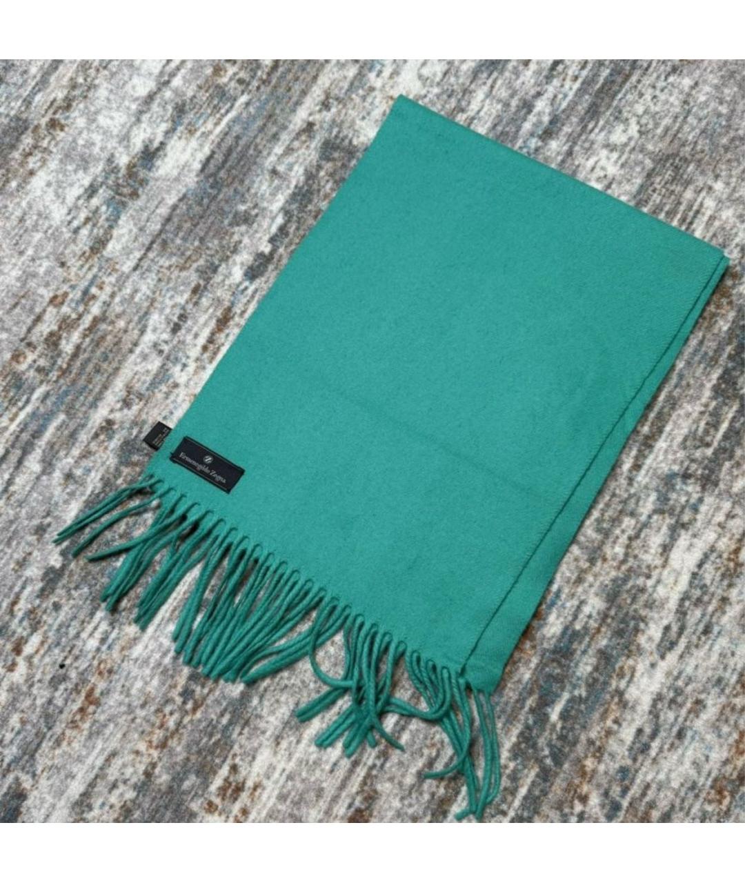 ERMENEGILDO ZEGNA XXX Бирюзовый шерстяной шарф, фото 2