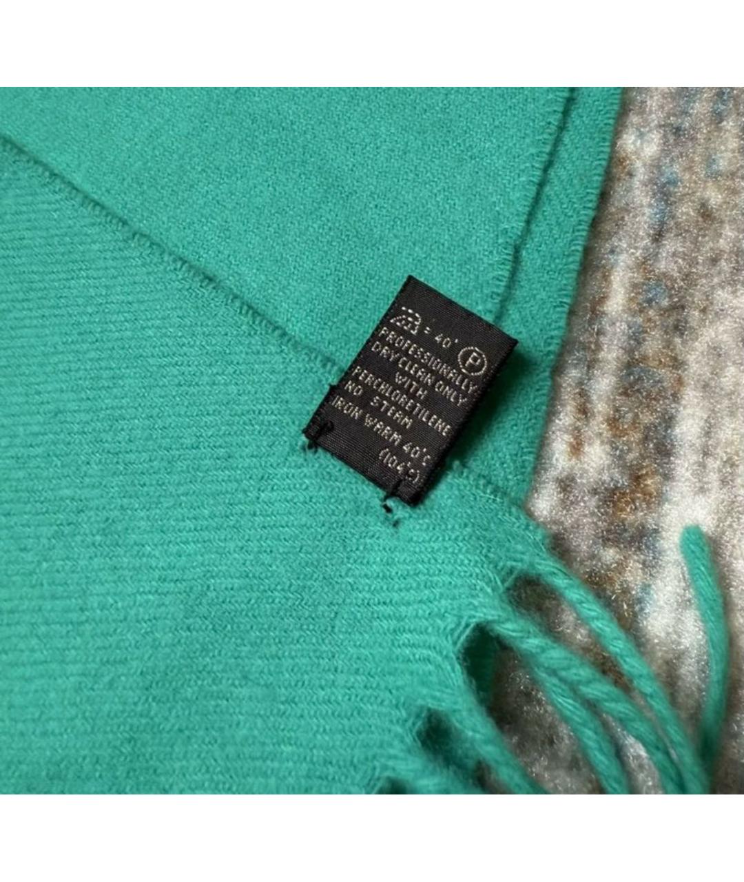 ERMENEGILDO ZEGNA XXX Бирюзовый шерстяной шарф, фото 5