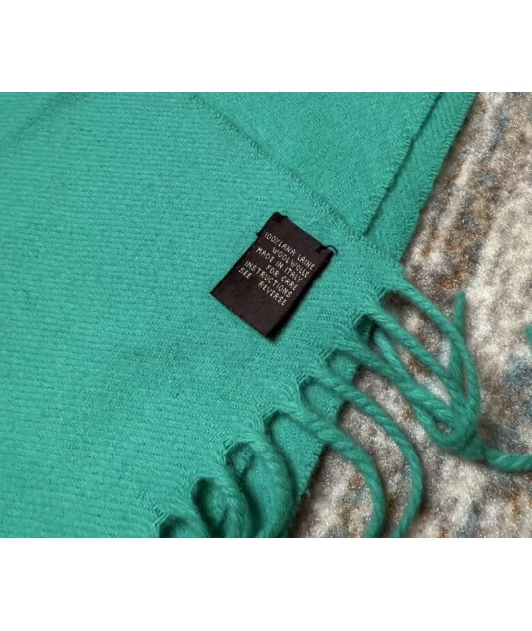 ERMENEGILDO ZEGNA XXX Бирюзовый шерстяной шарф, фото 4