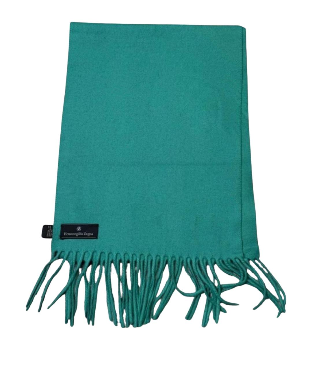 ERMENEGILDO ZEGNA XXX Бирюзовый шерстяной шарф, фото 1
