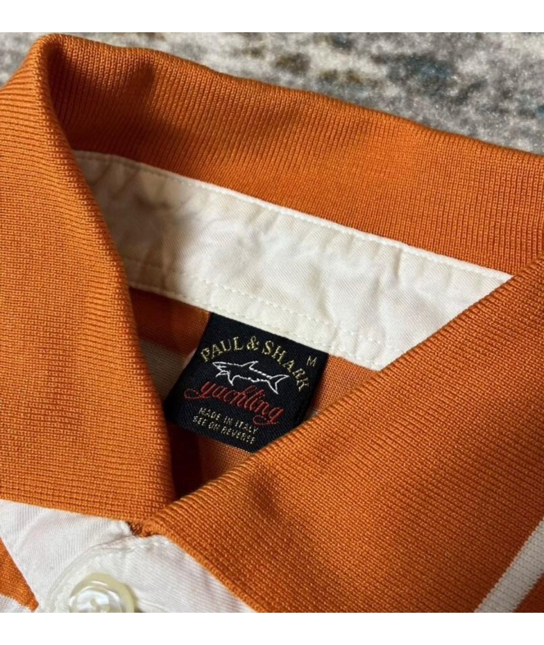 PAUL & SHARK Оранжевое хлопковое поло с коротким рукавом, фото 4