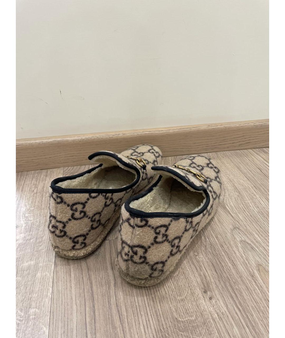 GUCCI Бежевые текстильные лоферы, фото 3