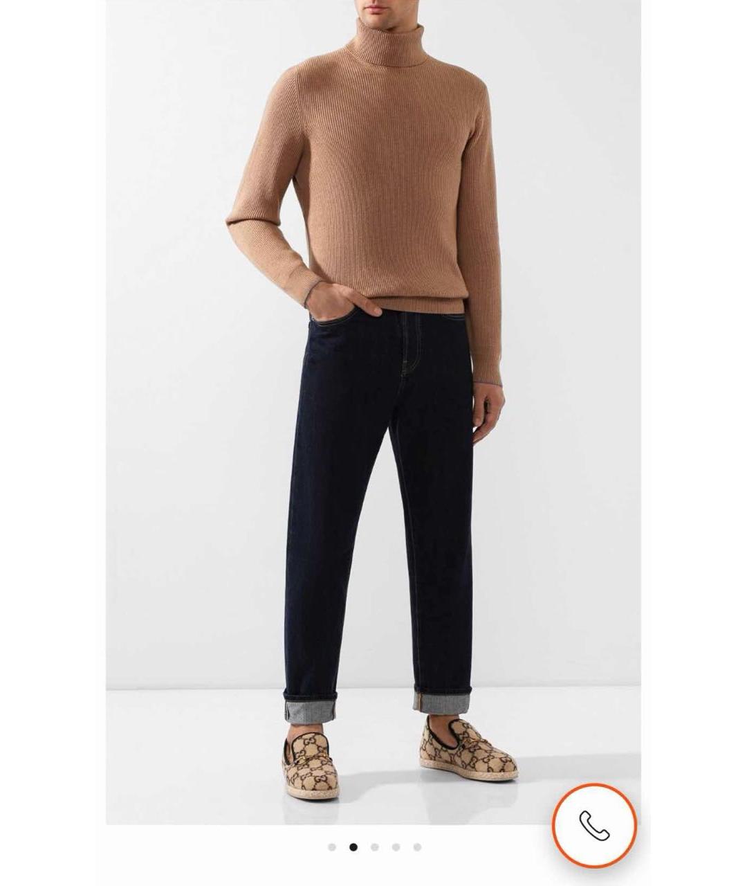 GUCCI Бежевые текстильные лоферы, фото 5