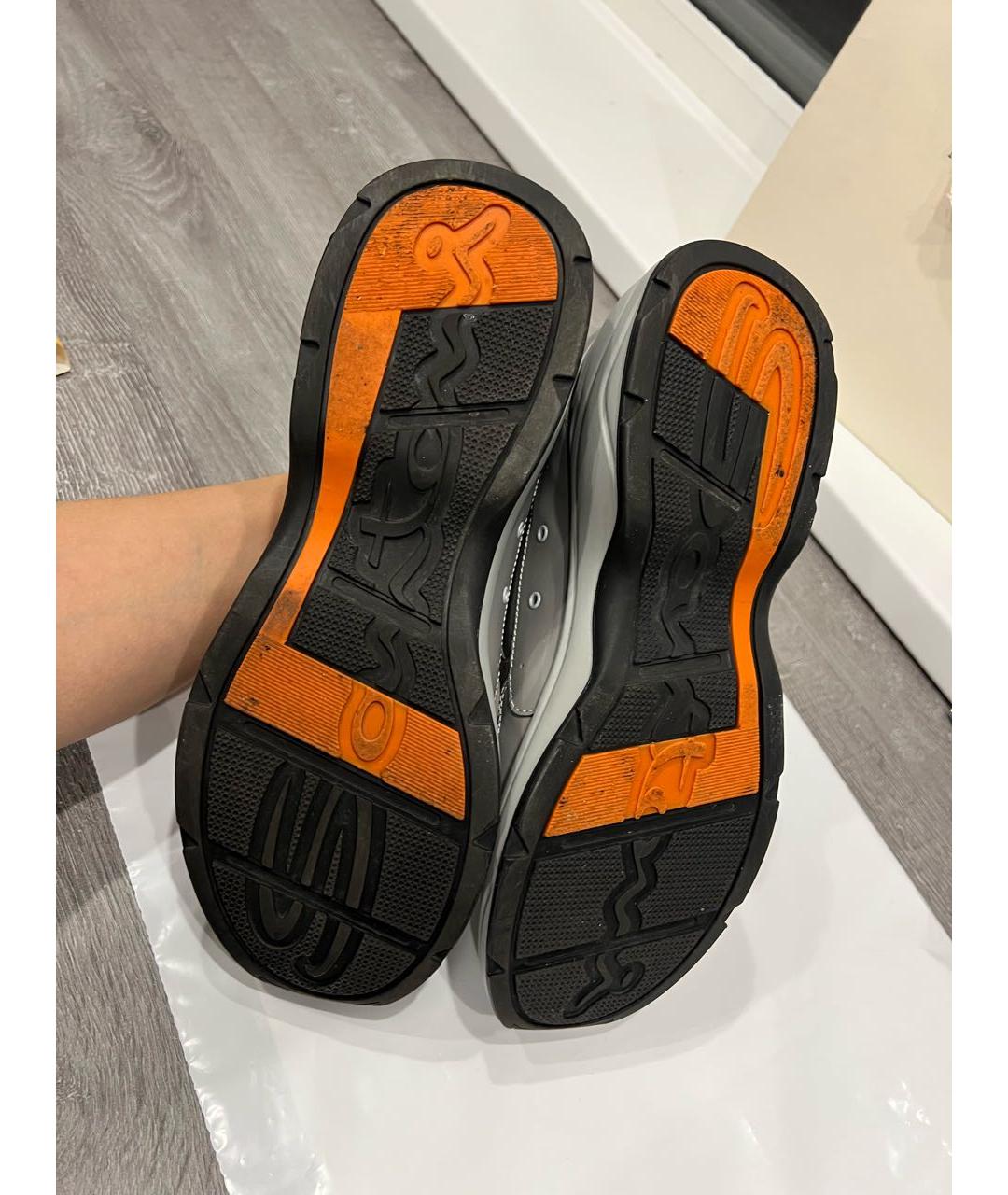 SANTONI Серые кожаные низкие кроссовки / кеды, фото 5