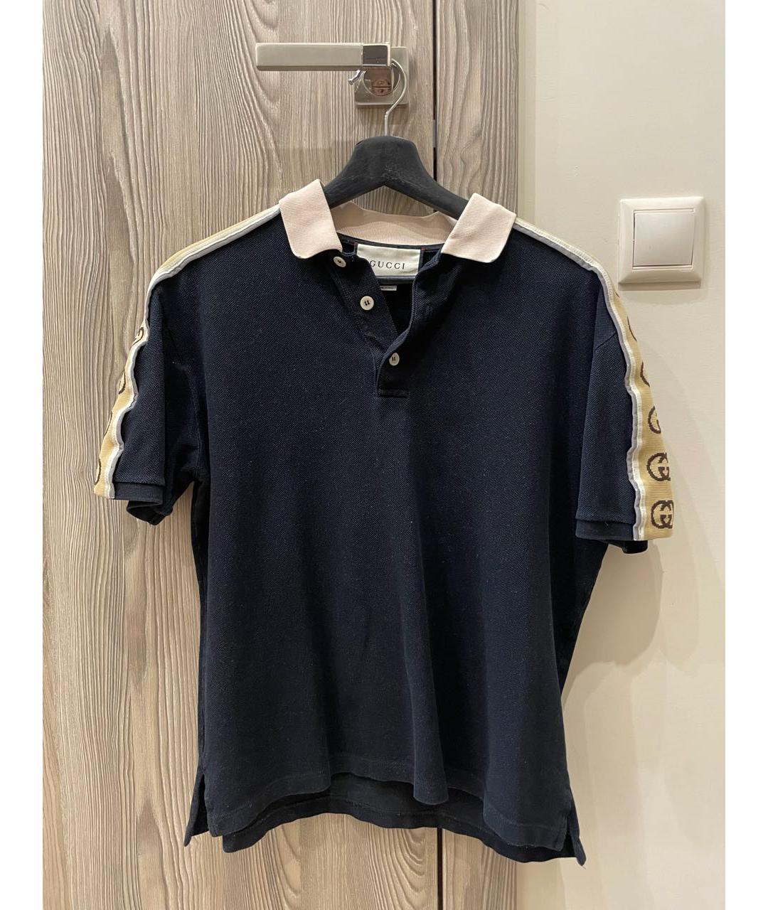 GUCCI Черное хлопковое поло с коротким рукавом, фото 4