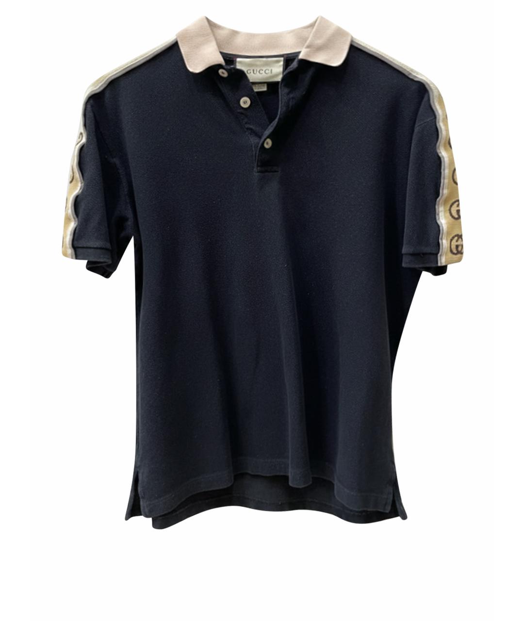GUCCI Черное хлопковое поло с коротким рукавом, фото 1