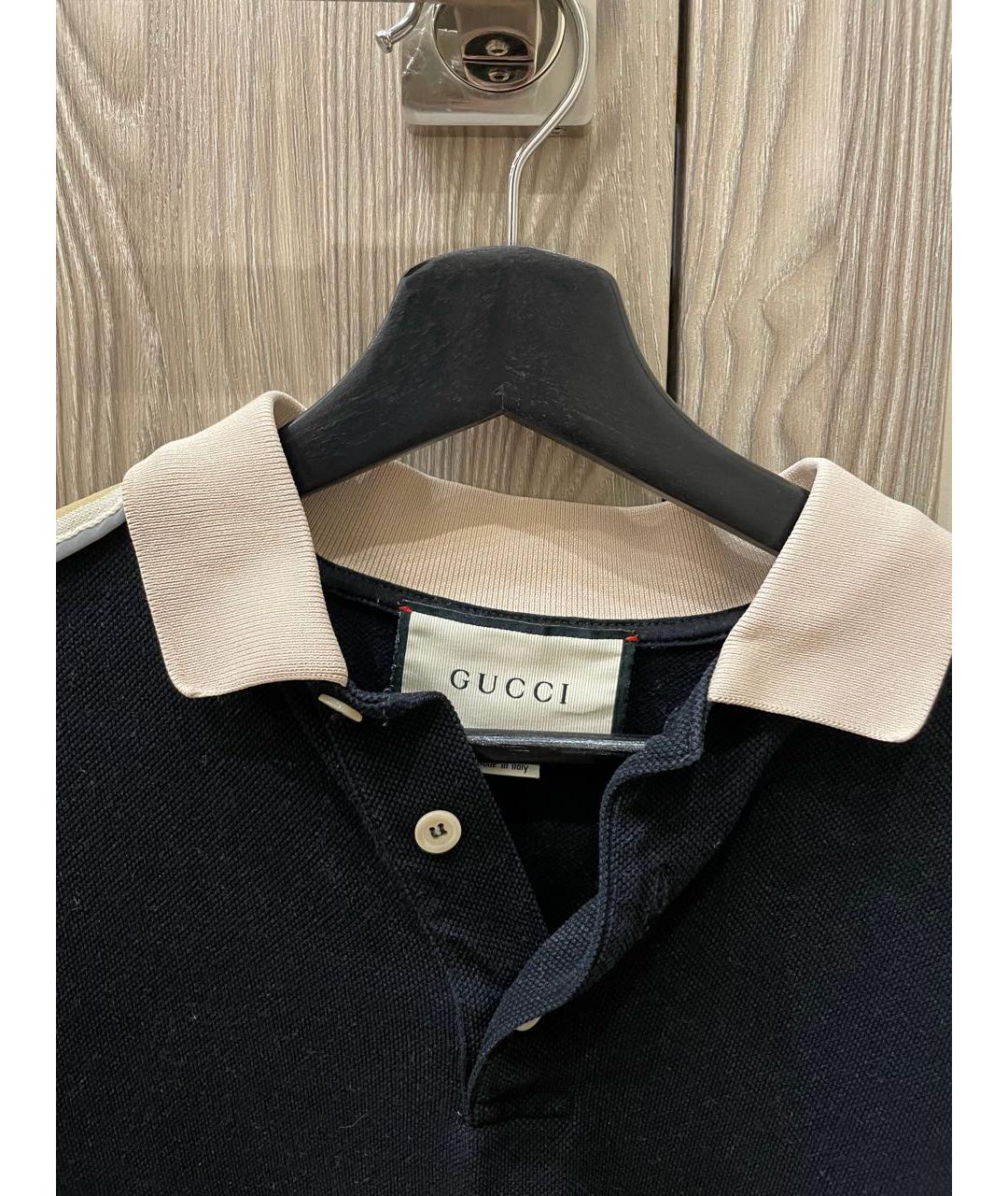 GUCCI Черное хлопковое поло с коротким рукавом, фото 3