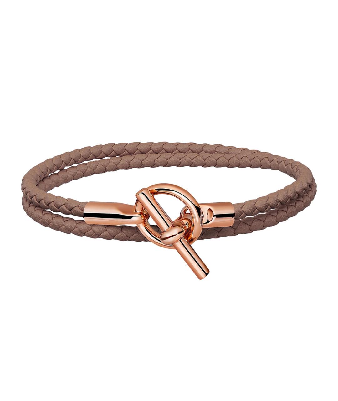 HERMES Коричневый кожаный браслет, фото 1