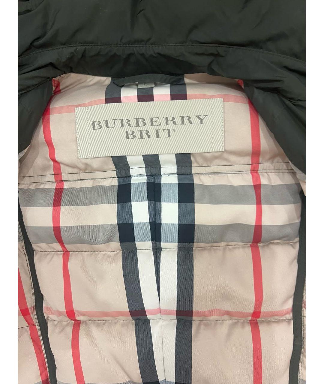 BURBERRY Зеленый полиэстеровый пуховик, фото 4