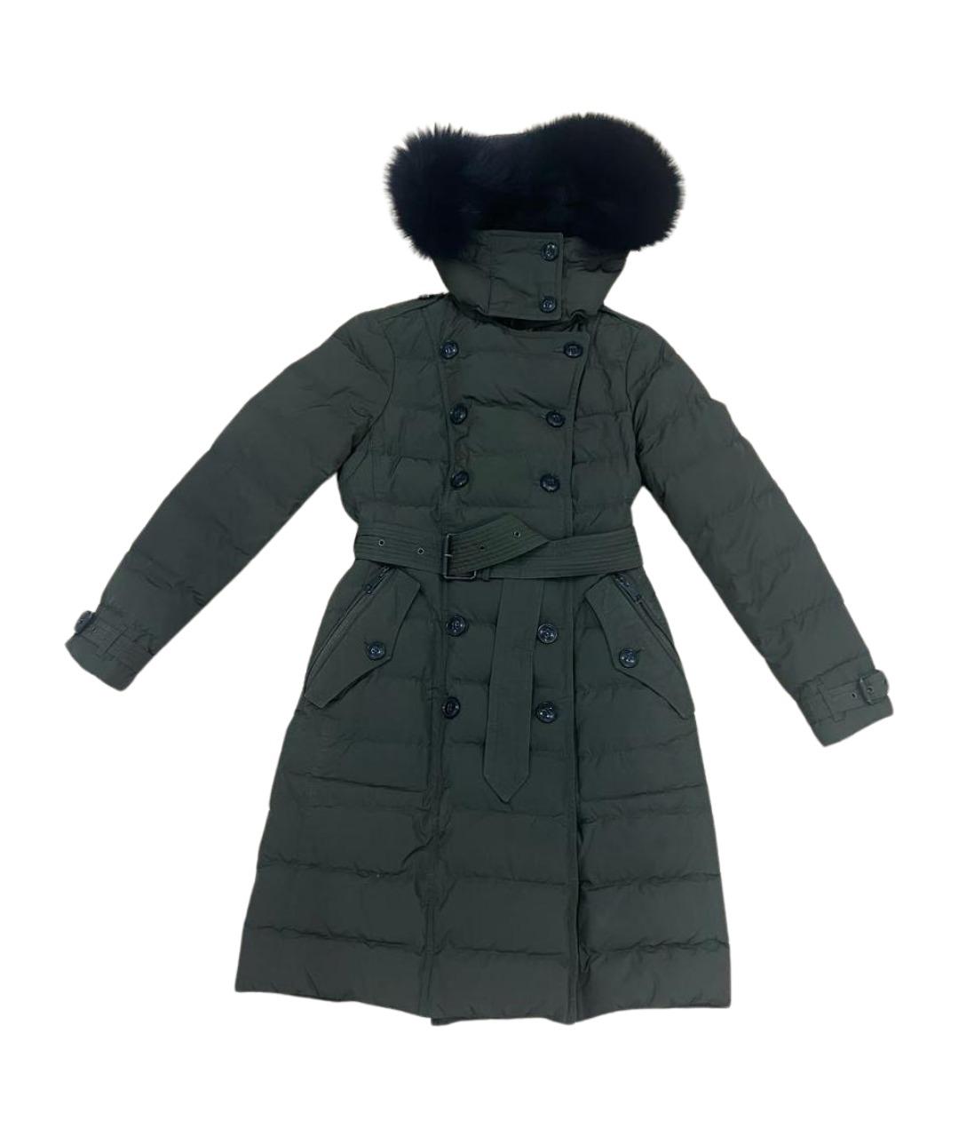 BURBERRY Зеленый полиэстеровый пуховик, фото 1