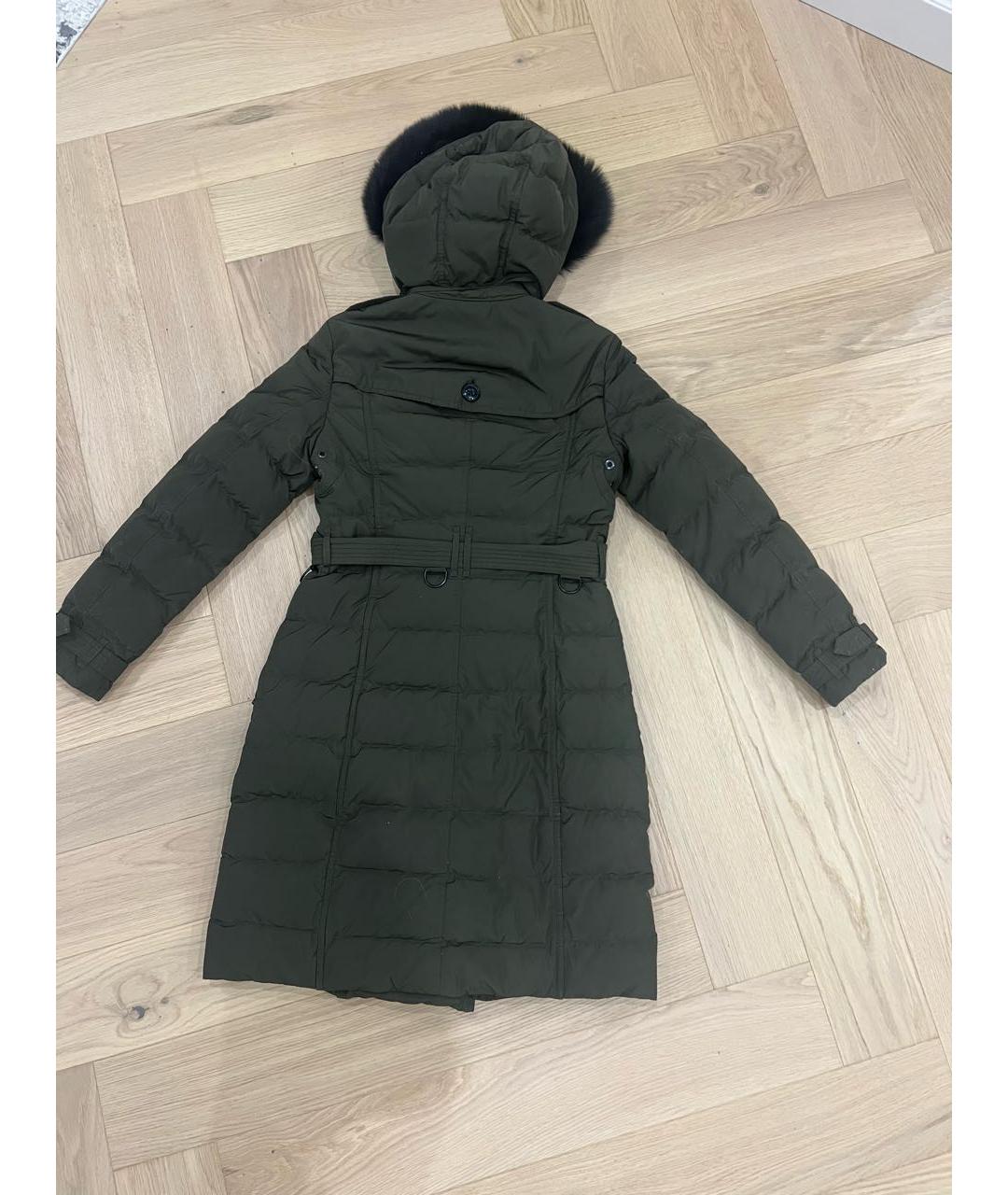 BURBERRY Зеленый полиэстеровый пуховик, фото 2