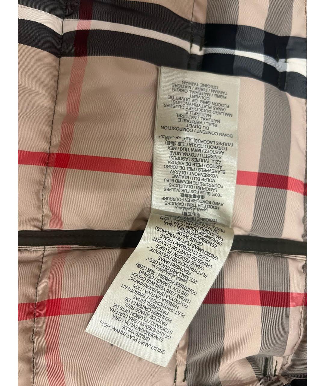 BURBERRY Зеленый полиэстеровый пуховик, фото 7