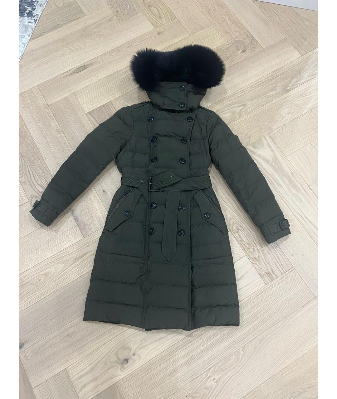 BURBERRY Зеленый полиэстеровый пуховик, фото 8