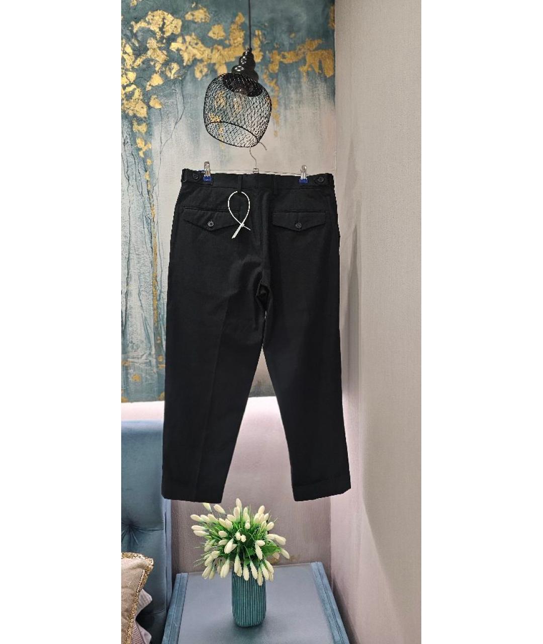 DRIES VAN NOTEN Черные хлопковые прямые брюки, фото 2