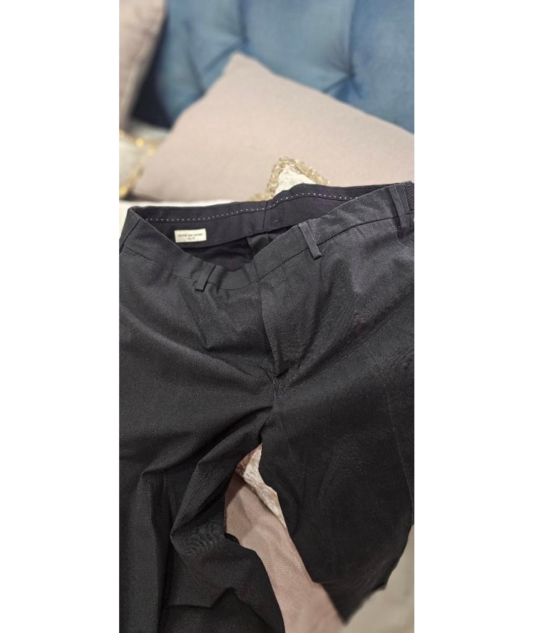 DRIES VAN NOTEN Черные хлопковые прямые брюки, фото 3