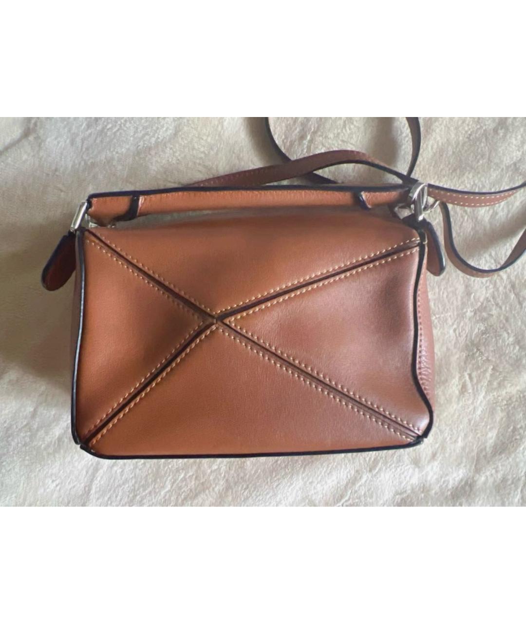 LOEWE Коричневая кожаная сумка с короткими ручками, фото 4