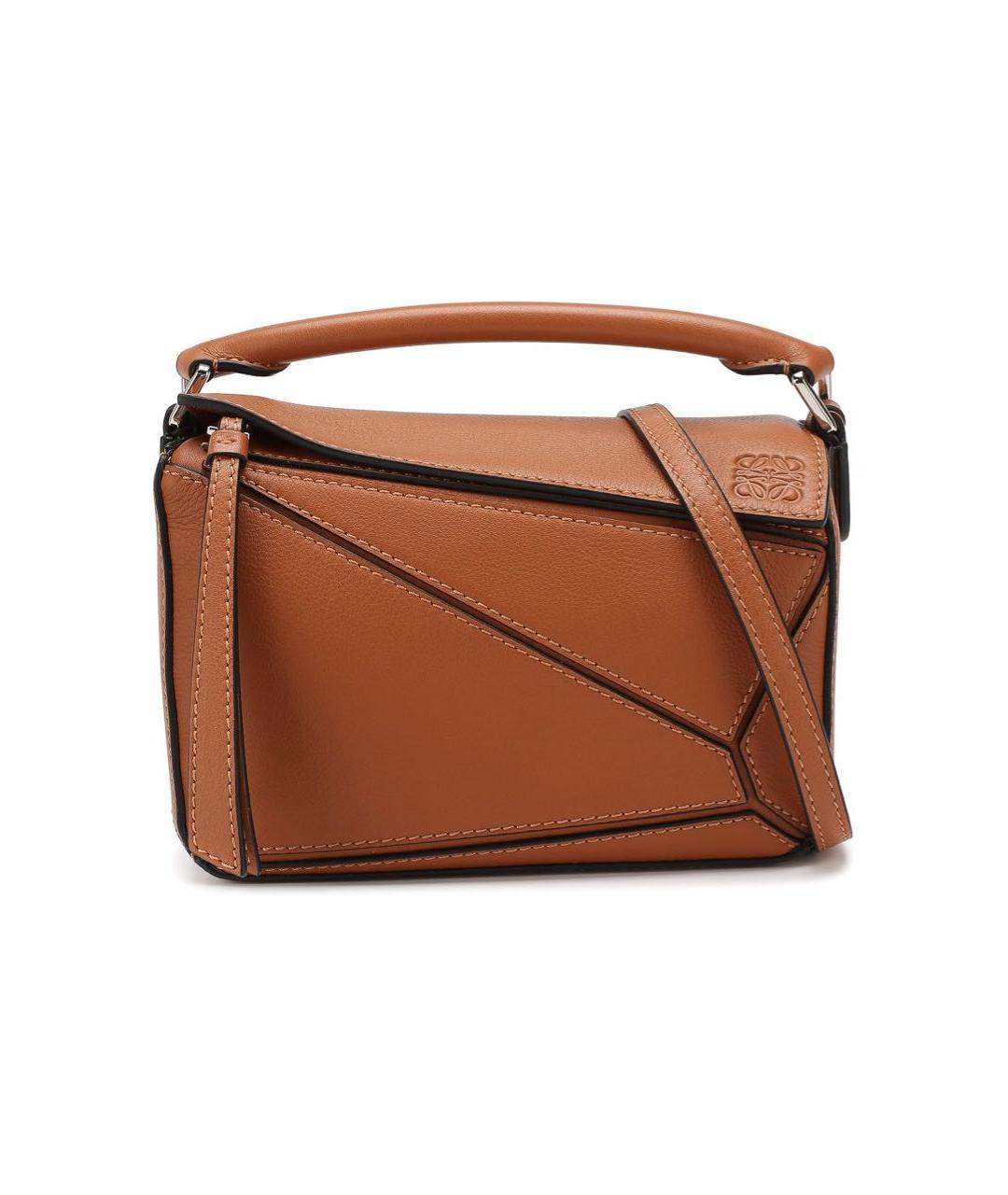 LOEWE Коричневая кожаная сумка с короткими ручками, фото 9