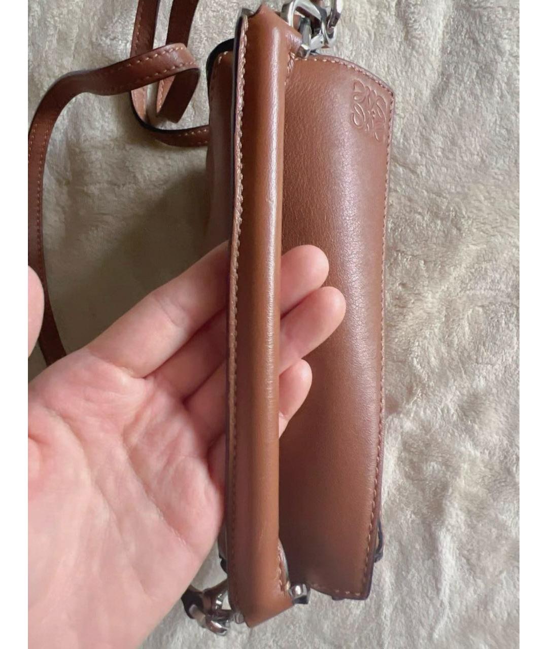 LOEWE Коричневая кожаная сумка с короткими ручками, фото 6