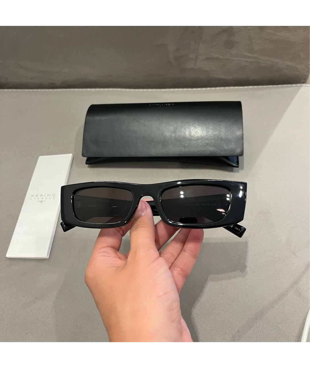 SAINT LAURENT Черные пластиковые солнцезащитные очки, фото 4