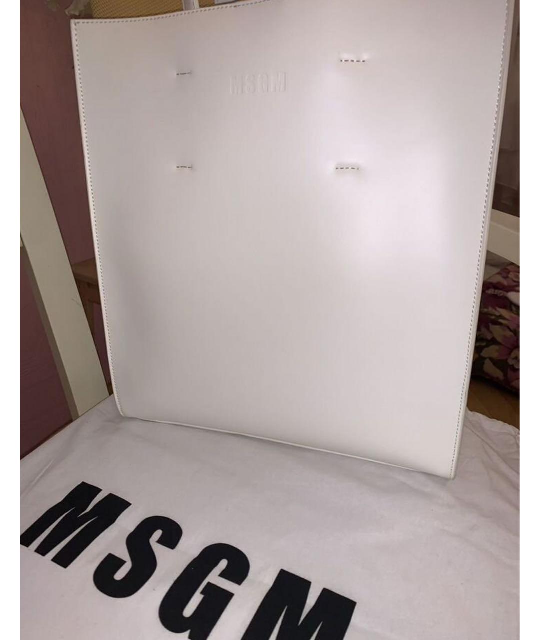 MSGM Белая сумка с короткими ручками из искусственной кожи, фото 9