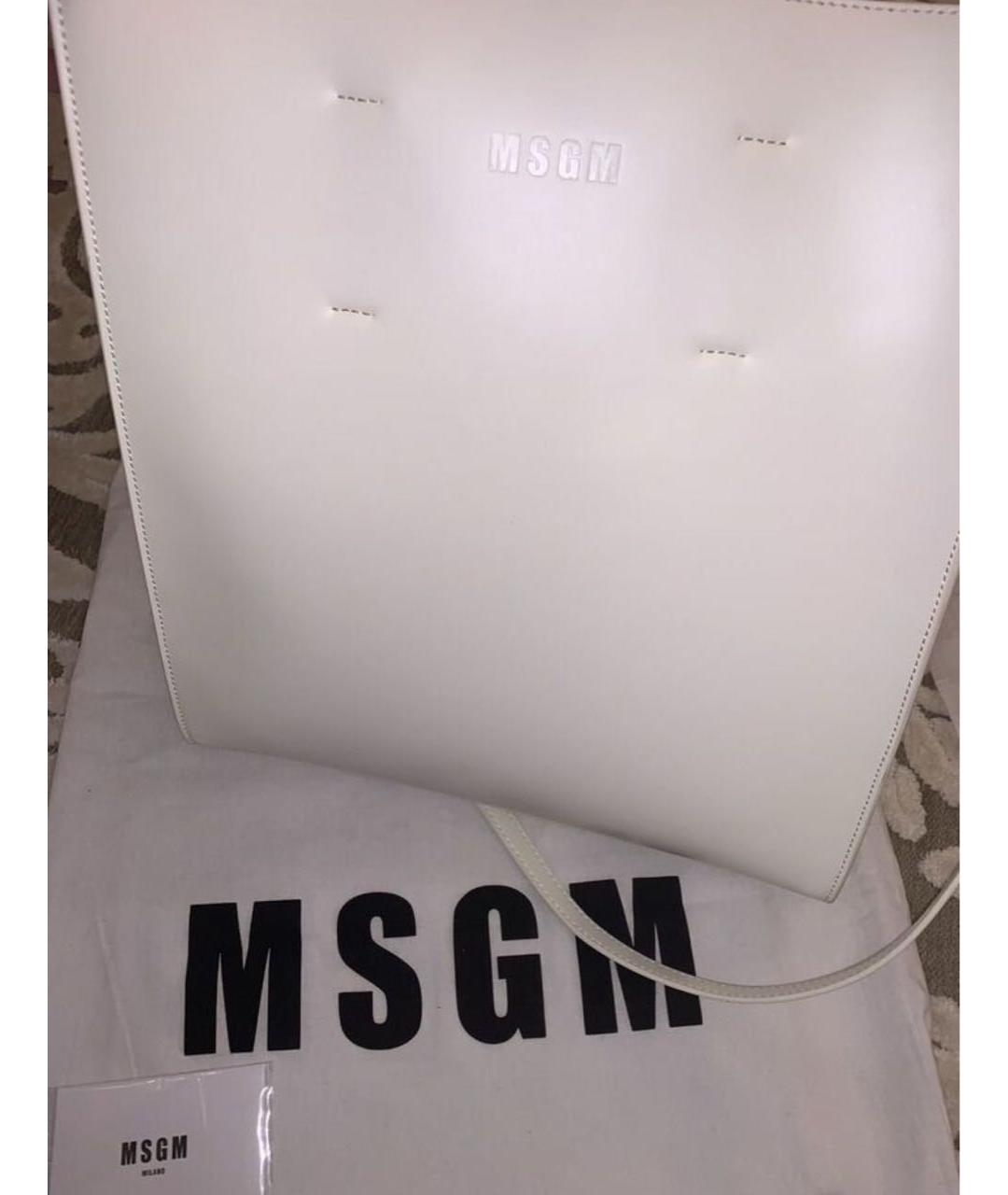 MSGM Белая сумка с короткими ручками из искусственной кожи, фото 4