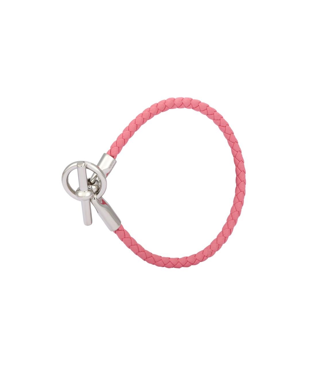 HERMES Розовый кожаный браслет, фото 2