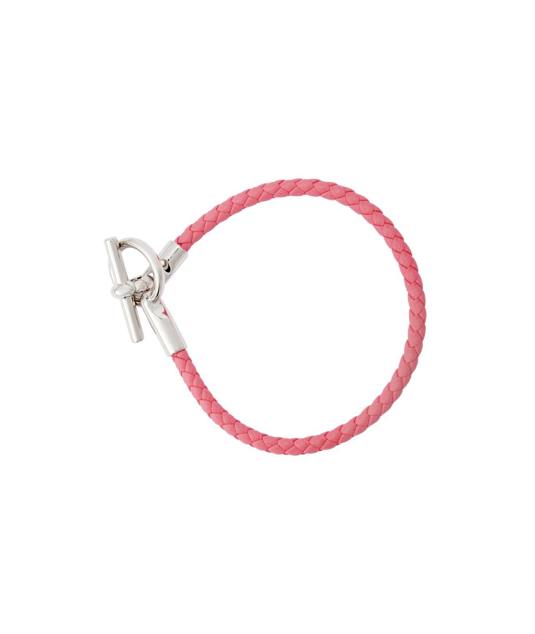 HERMES Розовый кожаный браслет, фото 3