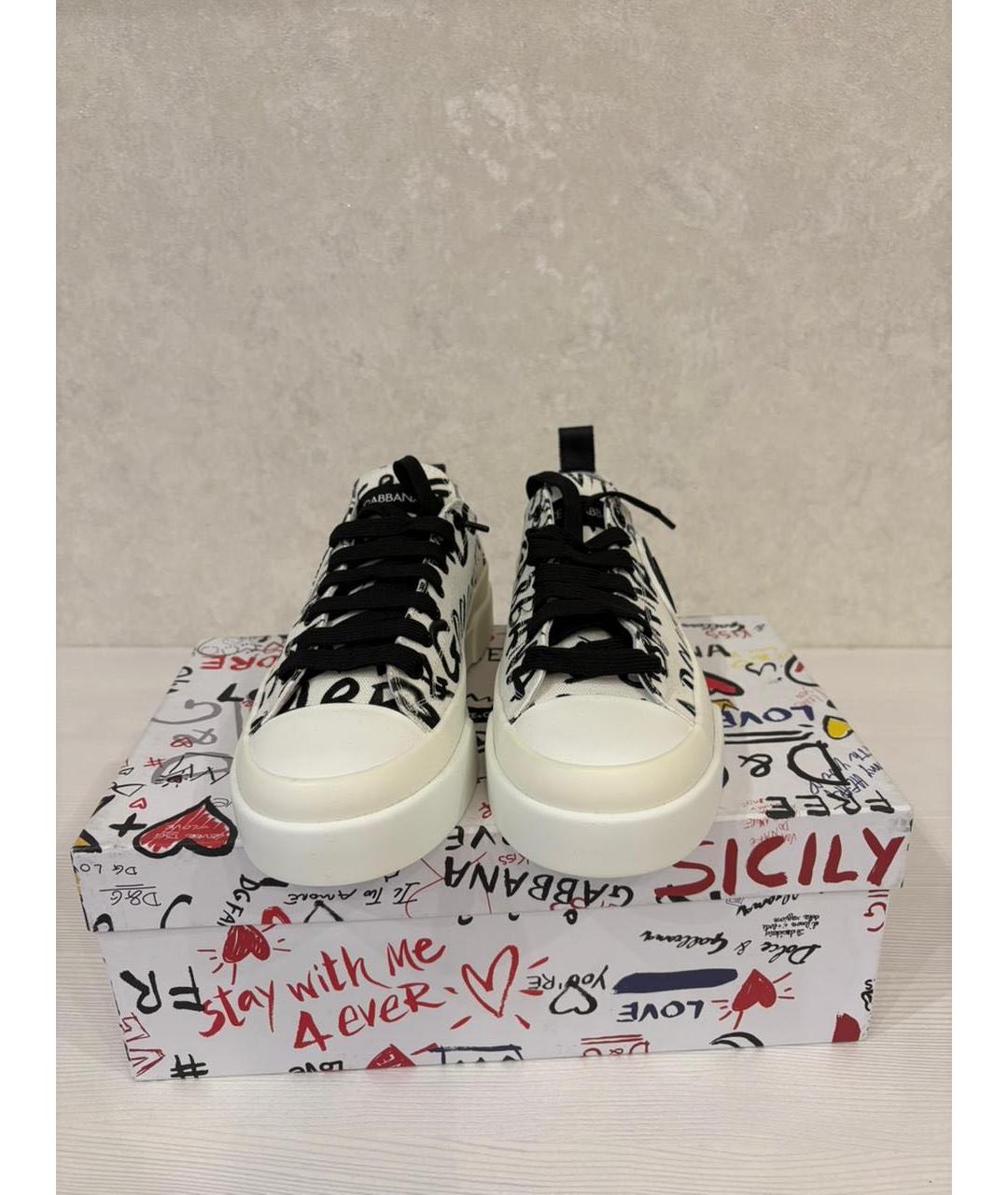 DOLCE&GABBANA Белые кожаные низкие кроссовки / кеды, фото 3