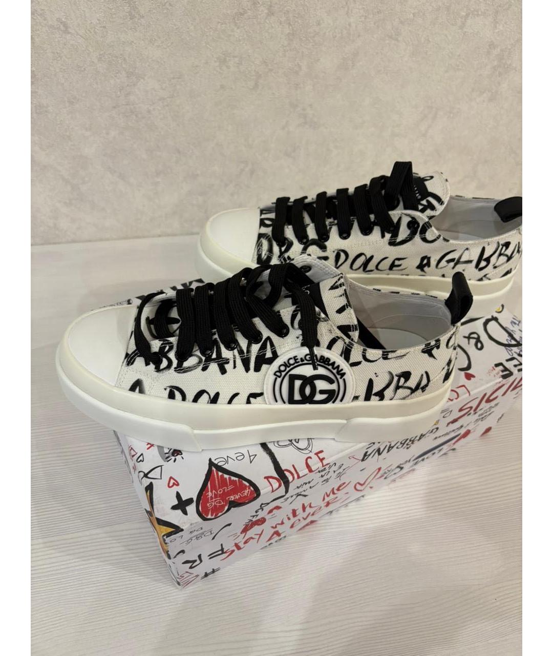 DOLCE&GABBANA Белые кожаные низкие кроссовки / кеды, фото 5