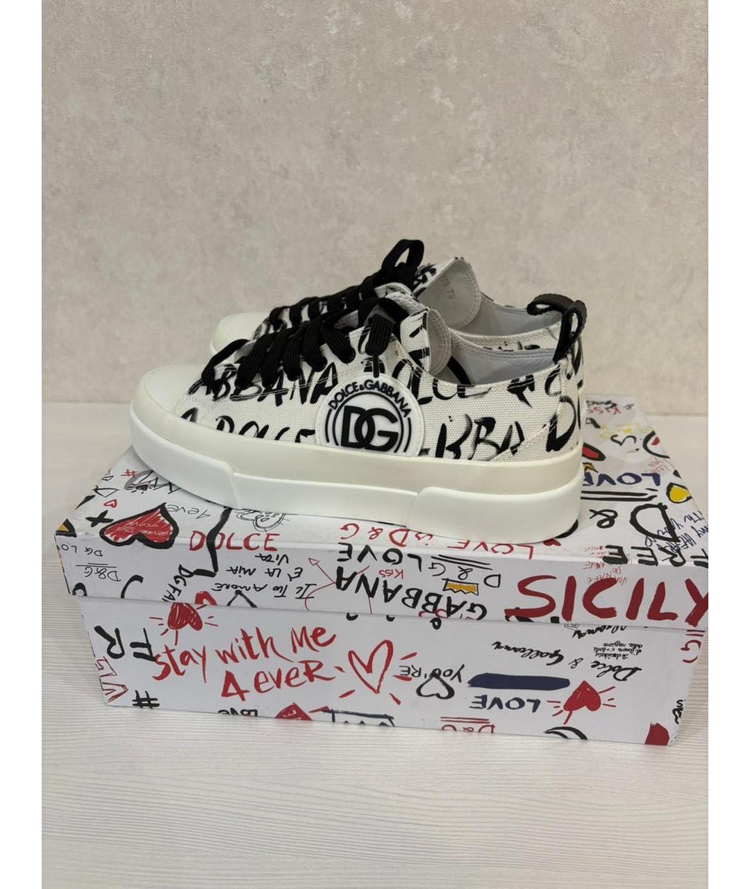 DOLCE&GABBANA Белые кожаные низкие кроссовки / кеды, фото 8