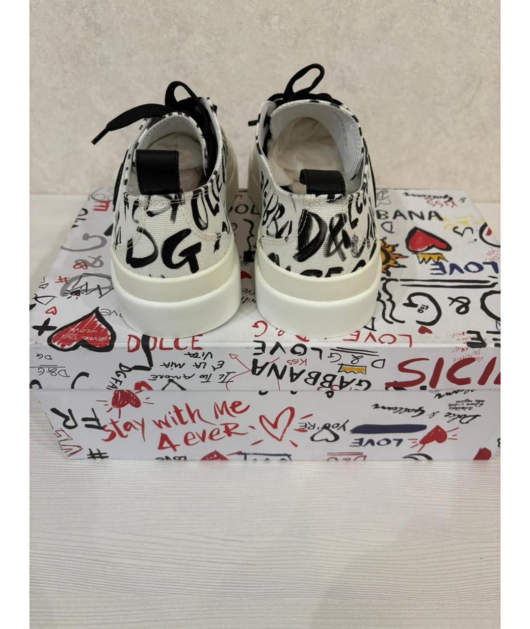 DOLCE&GABBANA Белые кожаные низкие кроссовки / кеды, фото 4