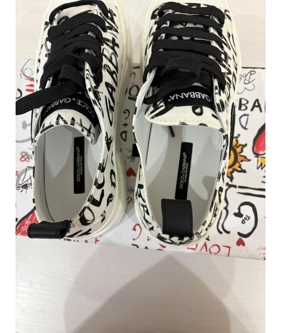 DOLCE&GABBANA Белые кожаные низкие кроссовки / кеды, фото 7