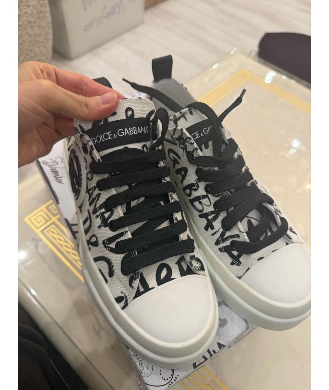 DOLCE&GABBANA Белые кожаные низкие кроссовки / кеды, фото 2