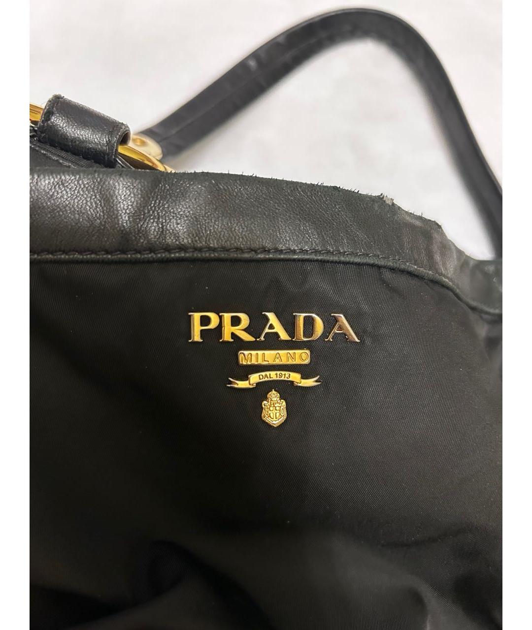 PRADA Черная тканевая сумка с короткими ручками, фото 5