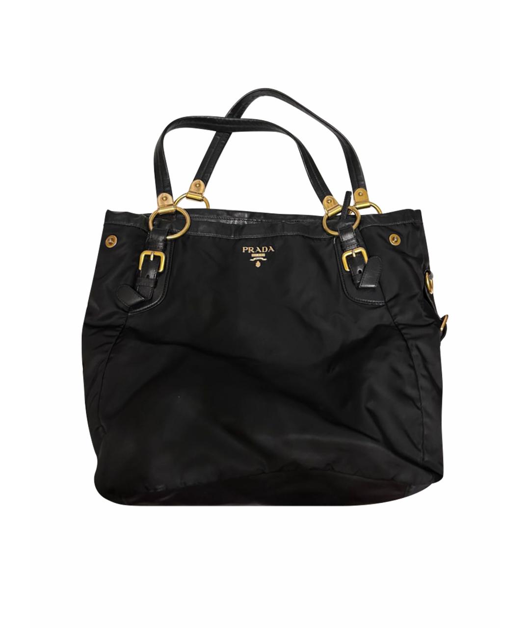 PRADA Черная тканевая сумка с короткими ручками, фото 1