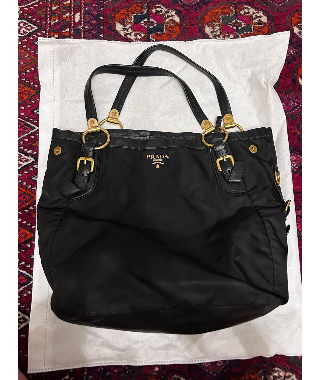 PRADA Черная тканевая сумка с короткими ручками, фото 8