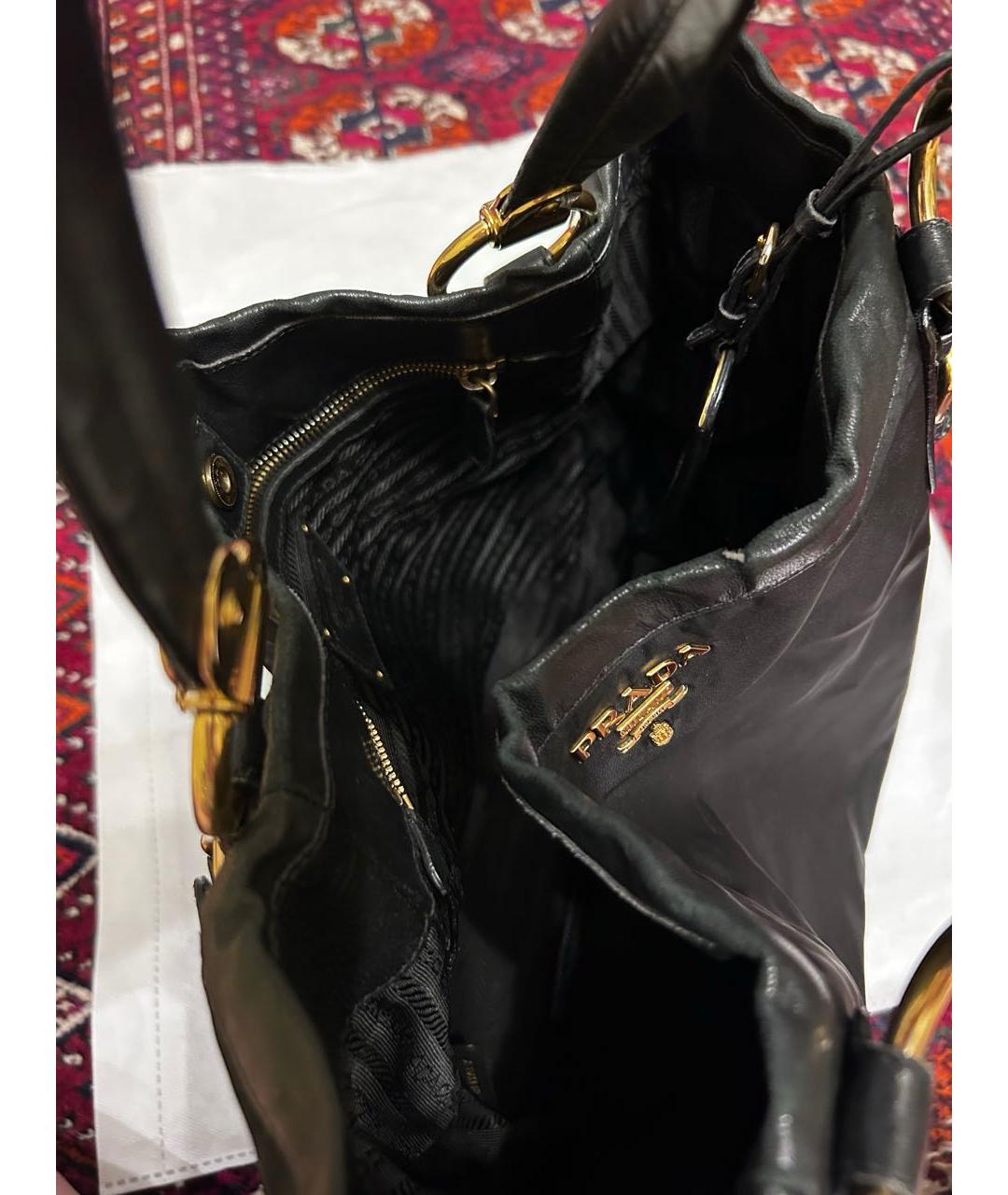 PRADA Черная тканевая сумка с короткими ручками, фото 4
