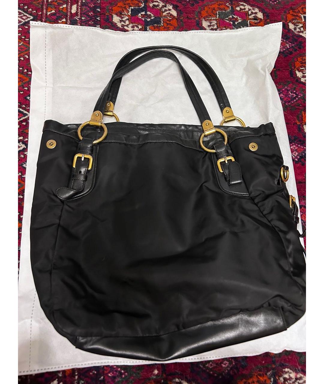 PRADA Черная тканевая сумка с короткими ручками, фото 3