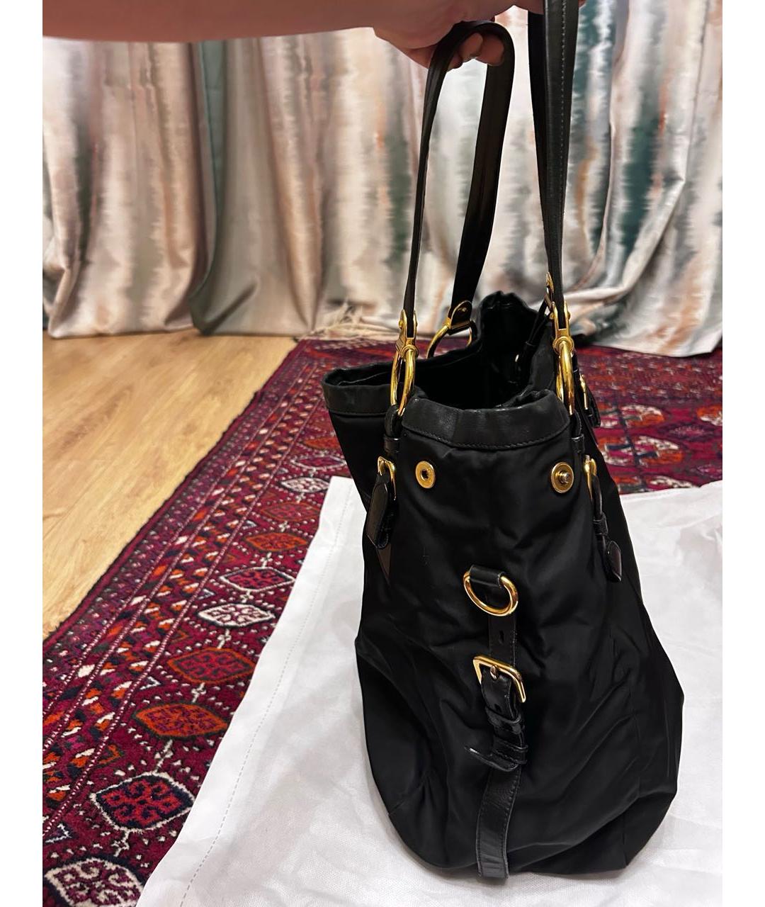 PRADA Черная тканевая сумка с короткими ручками, фото 2