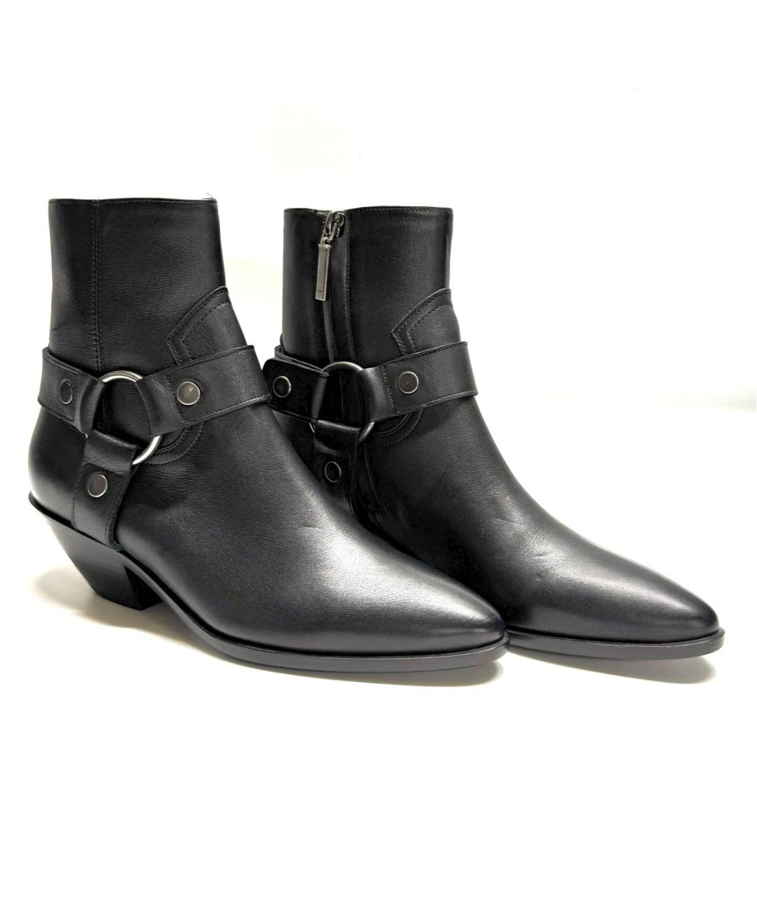 SAINT LAURENT Черные кожаные ботильоны, фото 3