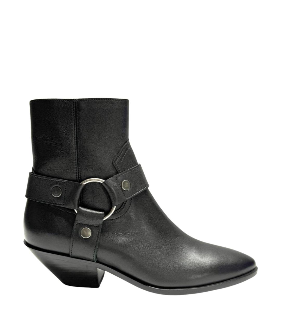 SAINT LAURENT Черные кожаные ботильоны, фото 1