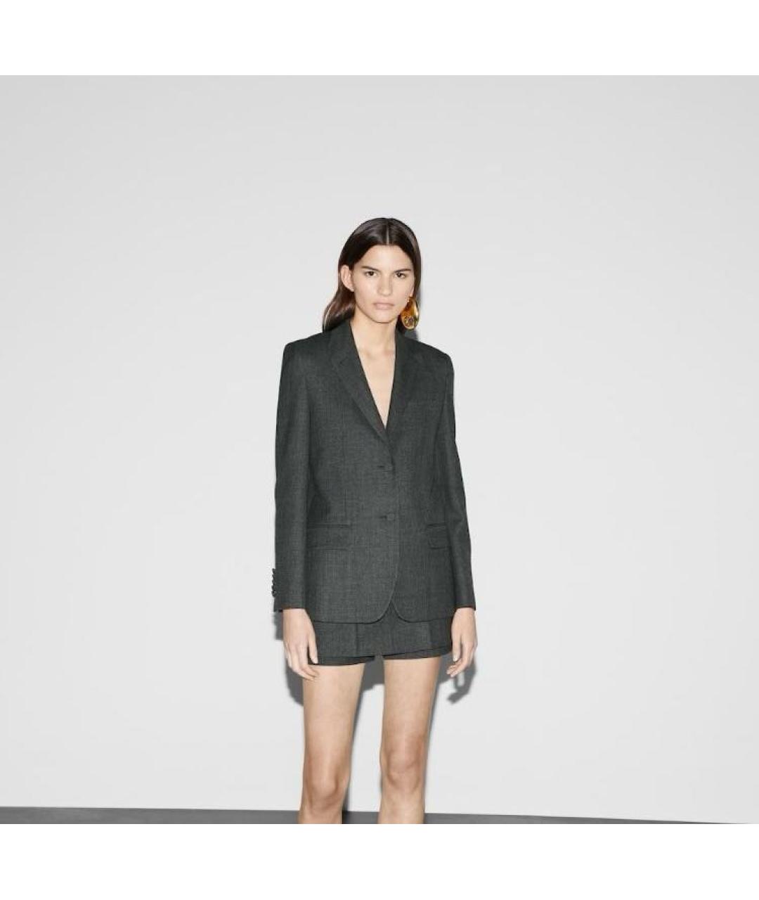 GUCCI Серый шерстяной жакет/пиджак, фото 5