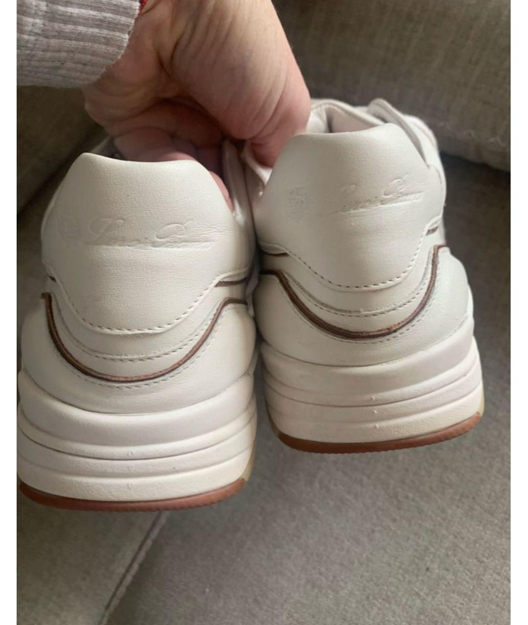 LORO PIANA Белые кожаные кеды, фото 7