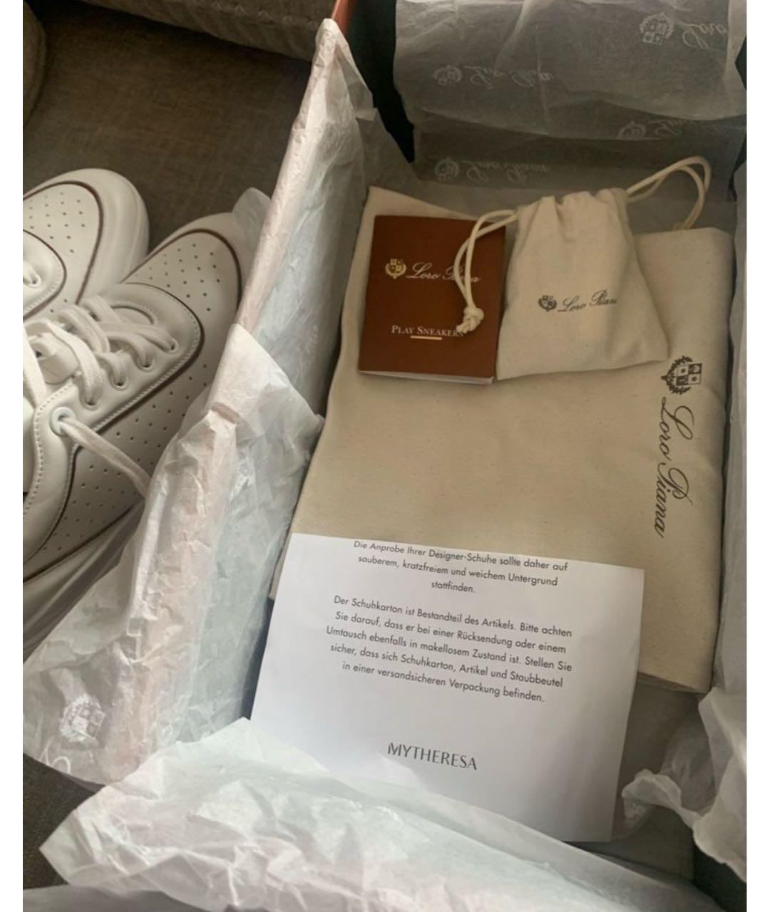 LORO PIANA Белые кожаные кеды, фото 8