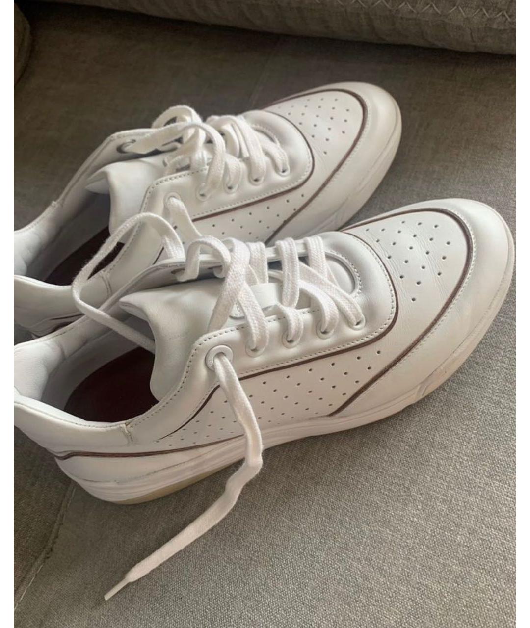 LORO PIANA Белые кожаные кеды, фото 2